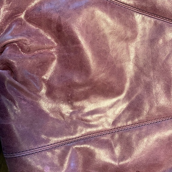 𝅺MARCIANO Studded Purple Leather Hollywood Goldtone Chain Crossbody - Picture 11 of 12